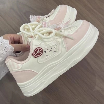 Γυναικεία άσχημα, χαριτωμένα λευκά αθλητικά παπούτσια με χοντρές σόλες, νέο στυλ φθινοπώρου 2025, casual παπούτσια με στρογγυλή μύτη σε στυλ Cat and Fish, κορεάτικα αθλητικά αθλητικά παπούτσια με κορδόνια