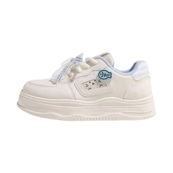 Γυναικεία άσχημα, χαριτωμένα λευκά αθλητικά παπούτσια με χοντρές σόλες, νέο στυλ φθινοπώρου 2025, casual παπούτσια με στρογγυλή μύτη σε στυλ Cat and Fish, κορεάτικα αθλητικά αθλητικά παπούτσια με κορδόνια