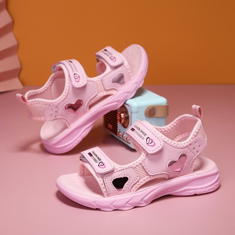 2025. gada zēnu sandales ar vasaras Velcro aizdari, bērnu atvērta purngala, mīkstas zoles pludmales apavi, vasaras ikdienas apavi, piegāde