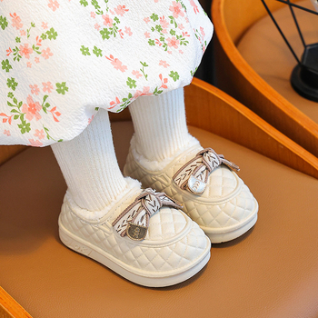 Bērnu kokvilnas apavi rudens un ziemas jaunām princeses stila ūdensnecaurlaidīgām neslīdošām āra Mao Mao kurpēm mazuļiem britu uzvelkamām kurpēm