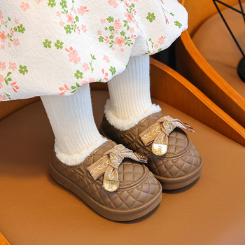 Bērnu kokvilnas apavi rudens un ziemas jaunām princeses stila ūdensnecaurlaidīgām neslīdošām āra Mao Mao kurpēm mazuļiem britu uzvelkamām kurpēm
