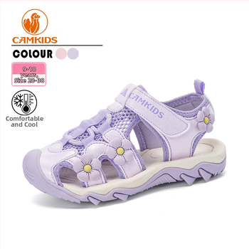 CAMKIDS meiteņu sandales vasaras jaunpienācējiem zēnu neslīdoši princeses lieliem bērniem ar mīkstu zoli bērnu sporta apavi