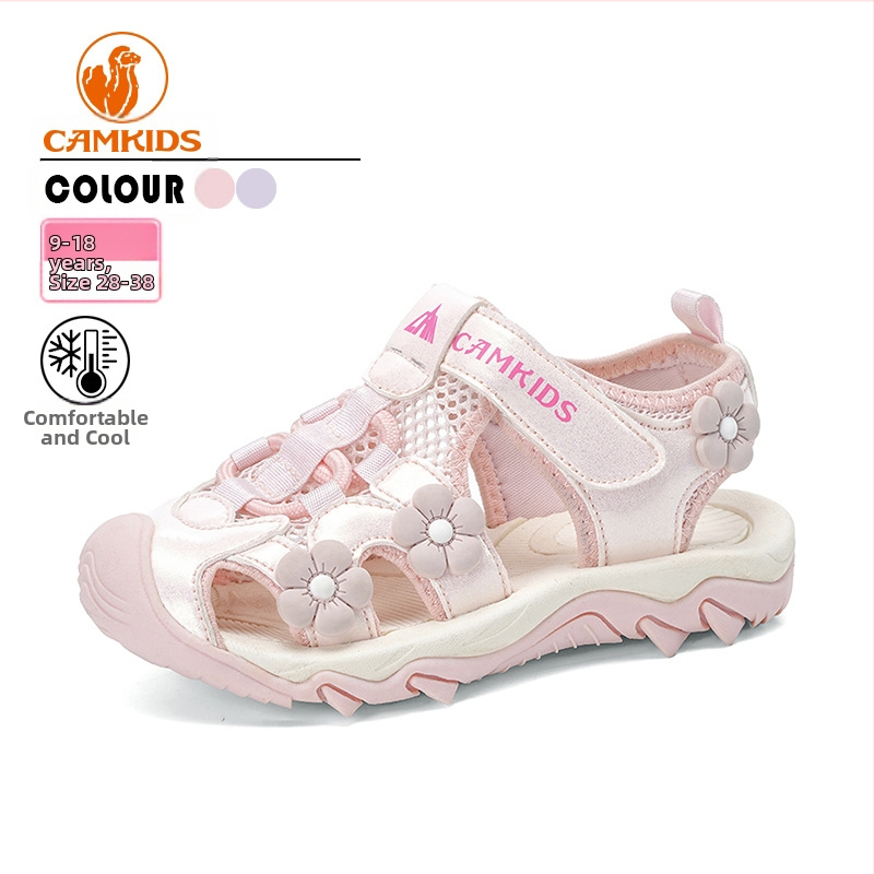 CAMKIDS meiteņu sandales vasaras jaunpienācējiem zēnu neslīdoši princeses lieliem bērniem ar mīkstu zoli bērnu sporta apavi
