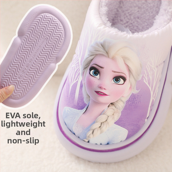 Jäätunud tüdrukute sussid pritsmekindlad talvised multifilmiprintsess Elsa pehme põhjaga beebikodu puuvillased sussid