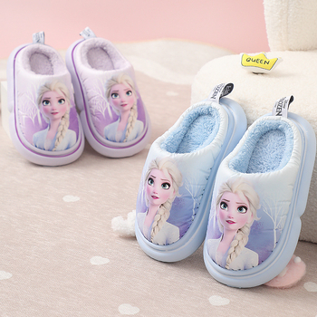 Jäätunud tüdrukute sussid pritsmekindlad talvised multifilmiprintsess Elsa pehme põhjaga beebikodu puuvillased sussid