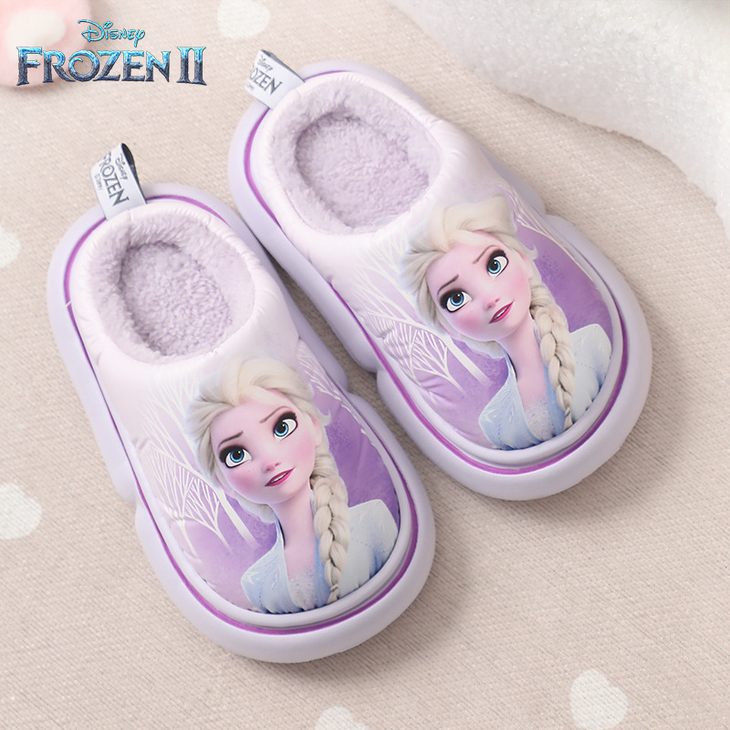 Jäätunud tüdrukute sussid pritsmekindlad talvised multifilmiprintsess Elsa pehme põhjaga beebikodu puuvillased sussid