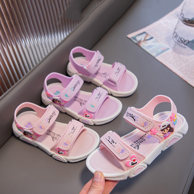 Meiteņu vasaras sandales ar apaviem, princeses stila sandales, modernas, elpojošas sandales, pludmales sandales