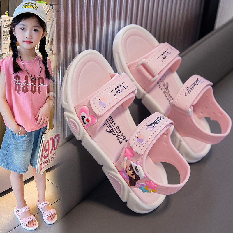 Meiteņu vasaras sandales ar apaviem, princeses stila sandales, modernas, elpojošas sandales, pludmales sandales