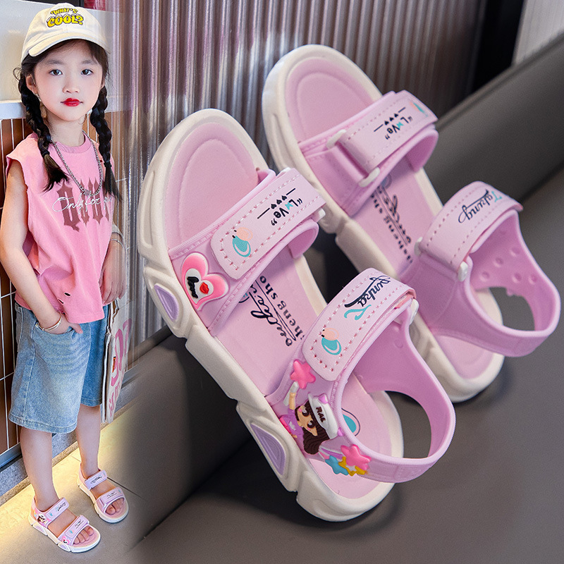 Meiteņu vasaras sandales ar apaviem, princeses stila sandales, modernas, elpojošas sandales, pludmales sandales
