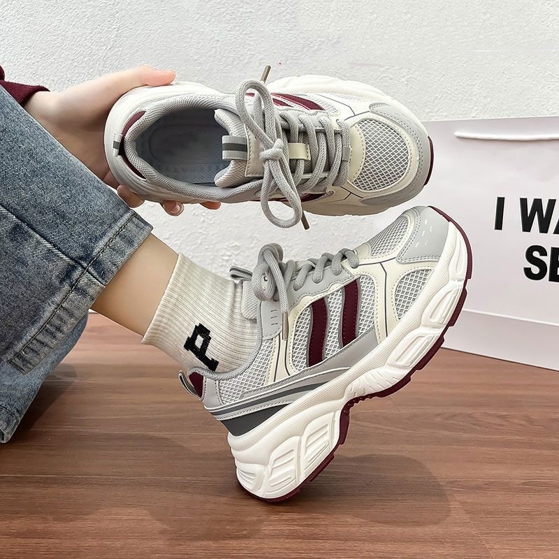 Laisvalaikio „Torre“ batai moterims 2025 m. ploni, kvėpuojantys, tinklelio, maži, stori padai, padidinto dydžio, sportbačiai moterims.