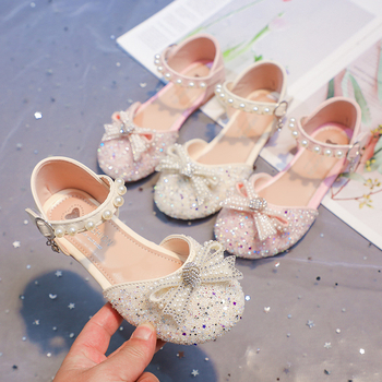 Meiteņu slēgtas sandales 2025. gada vasarai, jaunas bērnu mazas meitenes, lielas bērnu bantītes ar mīkstu apakšu, rhinestones princeses kurpes
