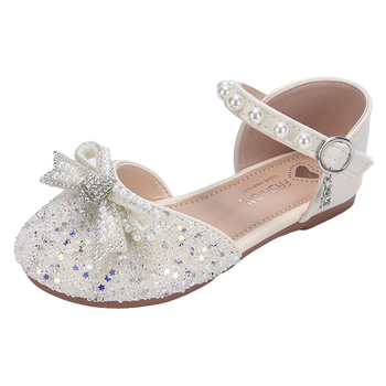 Meiteņu slēgtas sandales 2025. gada vasarai, jaunas bērnu mazas meitenes, lielas bērnu bantītes ar mīkstu apakšu, rhinestones princeses kurpes