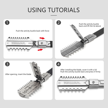 na zalihi Držač noža za frizerski alat Nož za šišanje od nehrđajućeg čelika Ručni strugač Broder Dvostrani držač noža za šišanje Nož za prorjeđivanje