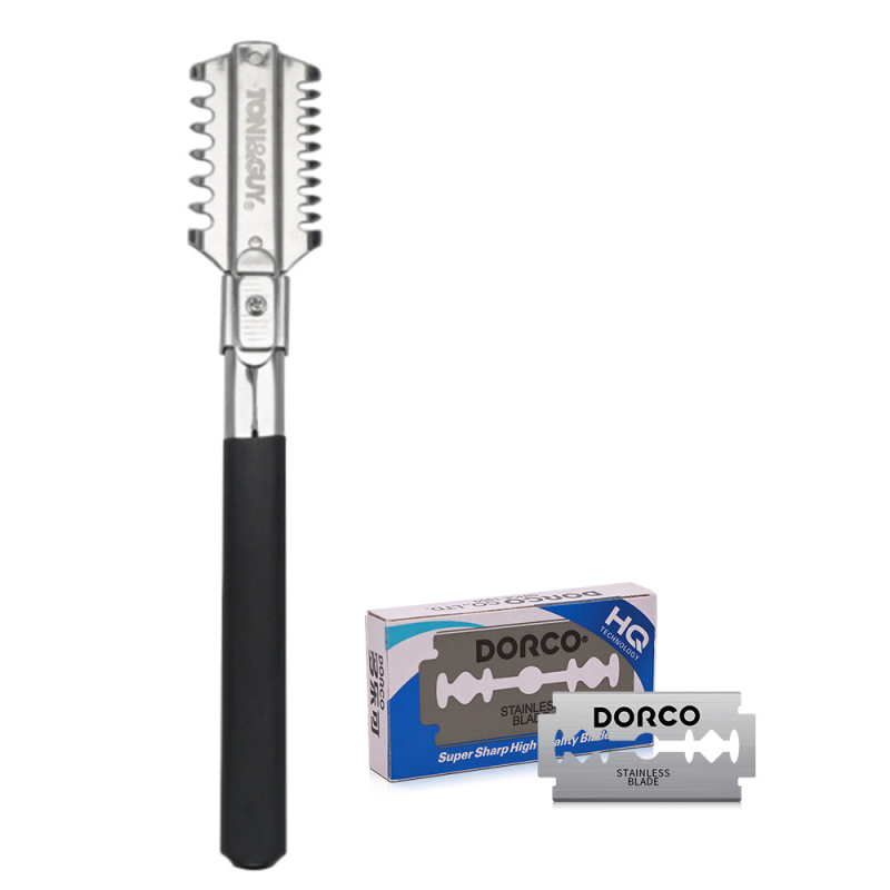 na zalihi Držač noža za frizerski alat Nož za šišanje od nehrđajućeg čelika Ručni strugač Broder Dvostrani držač noža za šišanje Nož za prorjeđivanje