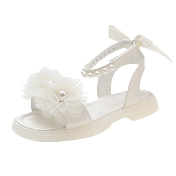 Meiteņu sandales Stilīgas mazas meitenes princeses kurpes 2024. gada jaunās vasaras bērnu Chanel stila neslīdošas romiešu kurpes, modernas