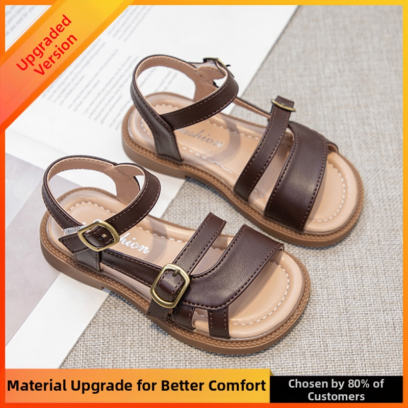 Момичешки сандали 2025 Лято Нови ежедневни детски обувки Детски римски принцесни обувки с мека подметка, ученически плажни обувки