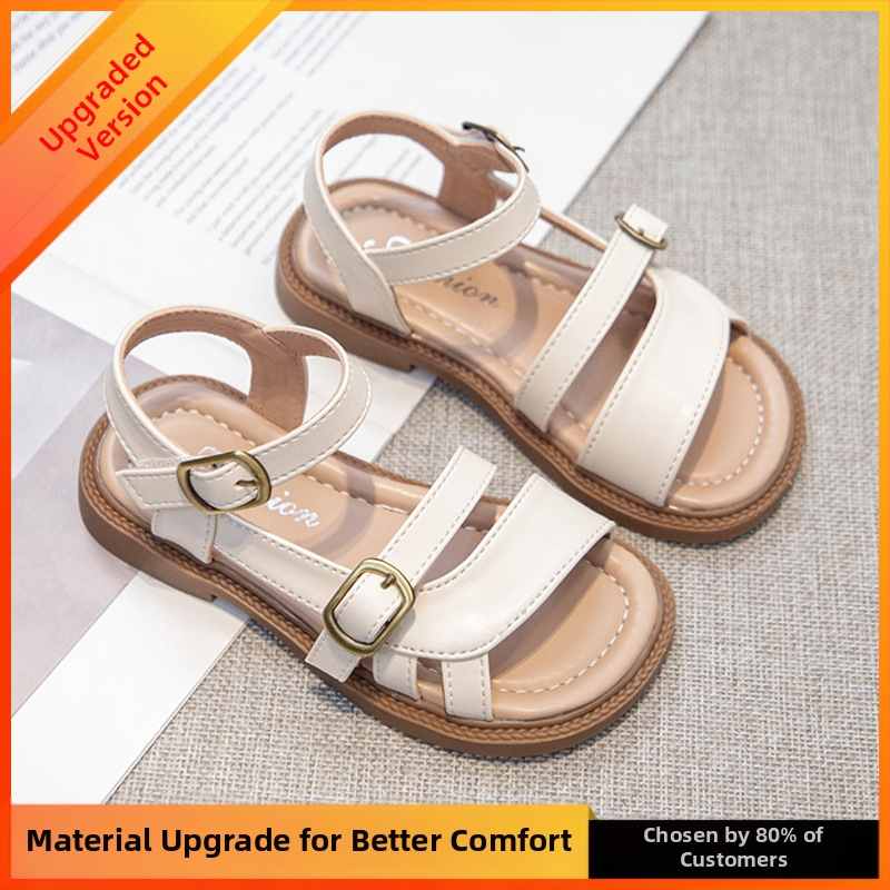 Момичешки сандали 2025 Лято Нови ежедневни детски обувки Детски римски принцесни обувки с мека подметка, ученически плажни обувки
