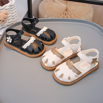 Meiteņu ikdienas modes sandales 2025. gada vasarai, jaunā stila Baotou mīksta apakšdaļas bērnu apavi, stilīgas mežģīņu neslīdošas princeses kurpes