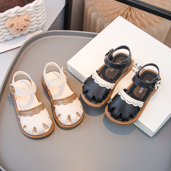 Meiteņu ikdienas modes sandales 2025. gada vasarai, jaunā stila Baotou mīksta apakšdaļas bērnu apavi, stilīgas mežģīņu neslīdošas princeses kurpes