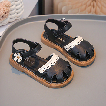 Meiteņu ikdienas modes sandales 2025. gada vasarai, jaunā stila Baotou mīksta apakšdaļas bērnu apavi, stilīgas mežģīņu neslīdošas princeses kurpes
