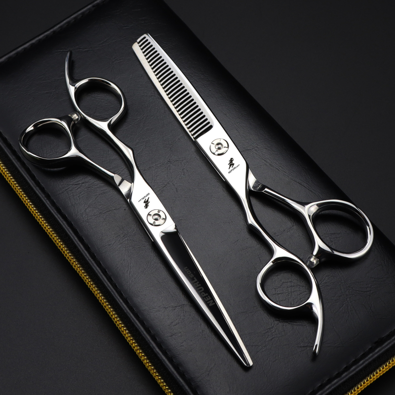 6,0-инчови ръчни фризьорски ножици XGZ-02 за лява ръка, специални ножици с плоски зъби, ножици за изтъняване