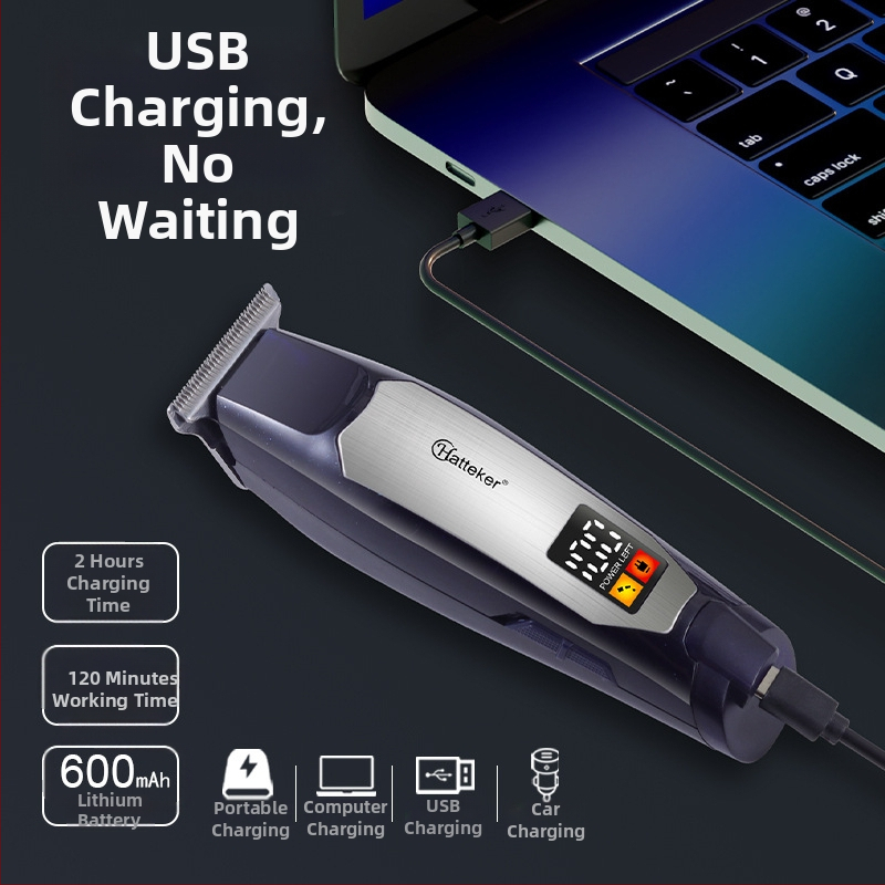 Нова домакинска акумулаторна машинка за подстригване на коса за мъже, самообслужваща се, градиентно подстригване, машинка за подстригване с масло, цифров дисплей, гравиране, електрическа машинка за подстригване