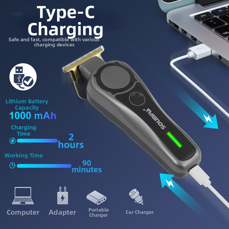 SOLIMPIA Винтидж машинка за подстригване за мъже, самобръсначка, електрическа машинка за подстригване с USB акумулаторна машина за фризьорски салон, машинка за оформяне на главата