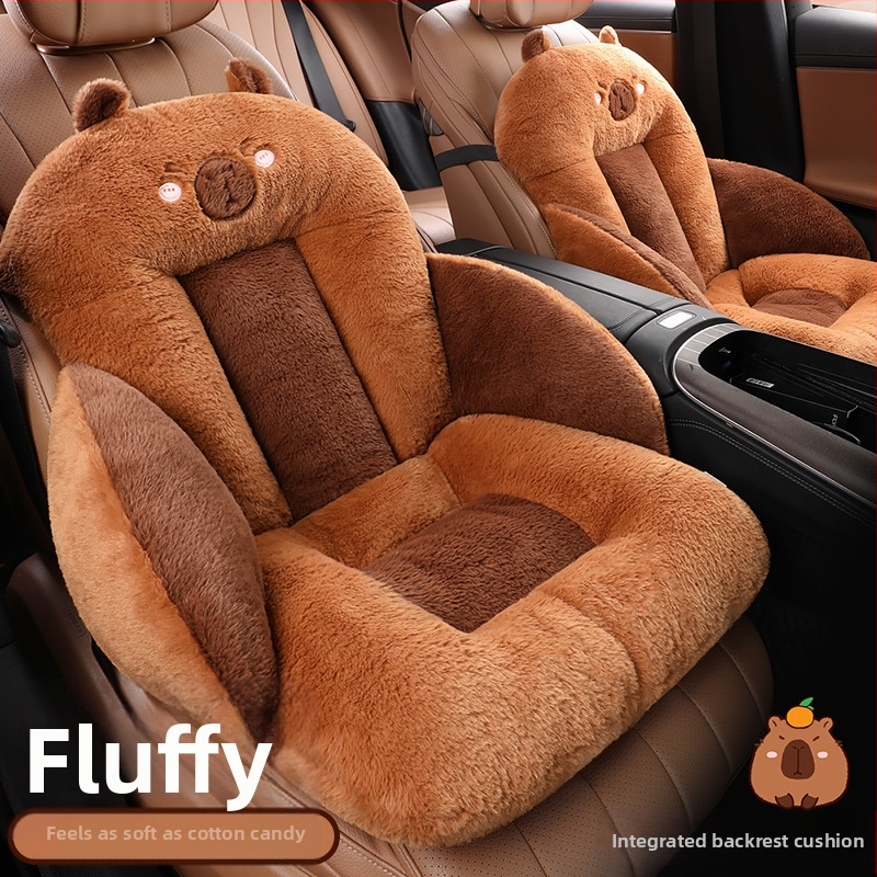 Възглавница за автомобилна седалка за есен и зима, плюшена подплата с полар, увеличена опора за талията, вградена възглавница за задна седалка, противоплъзгаща се, топла единична седалка