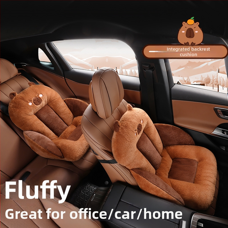 Възглавница за автомобилна седалка за есен и зима, плюшена подплата с полар, увеличена опора за талията, вградена възглавница за задна седалка, противоплъзгаща се, топла единична седалка