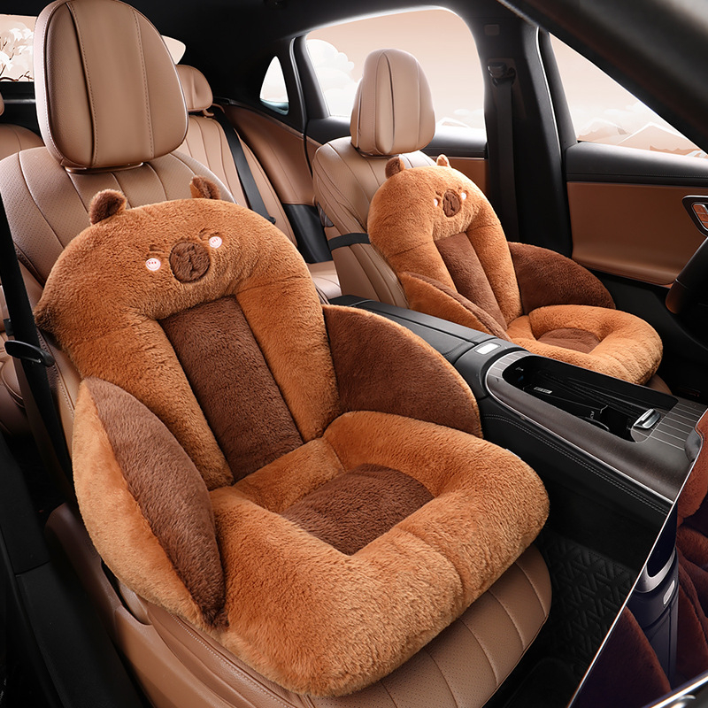 Automašīnas sēdekļa spilvens rudenī un ziemā ar plīša flīsa oderi, palielināts vidukļa atbalsts, integrēts sēdeklis, aizmugurējā sēdekļa spilvens, neslīdošs, silts, viens sēdeklis