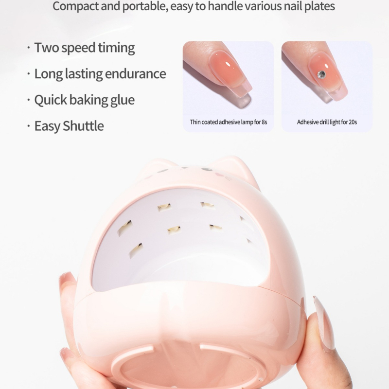 2023 m. 24 W katės manikiūro lempa, miela animacinių filmukų greitai džiūstanti maža LED fototerapijos lempa, didmeninė prekyba nagų lako geliu