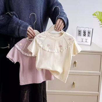 Ljeto 2025. Nova dječja ležerna majica u zapadnjačkom stilu s cvjetnim uzorkom, široka, moderna djevojačka majica kratkih rukava Raslan