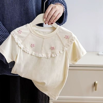 Ljeto 2025. Nova dječja ležerna majica u zapadnjačkom stilu s cvjetnim uzorkom, široka, moderna djevojačka majica kratkih rukava Raslan