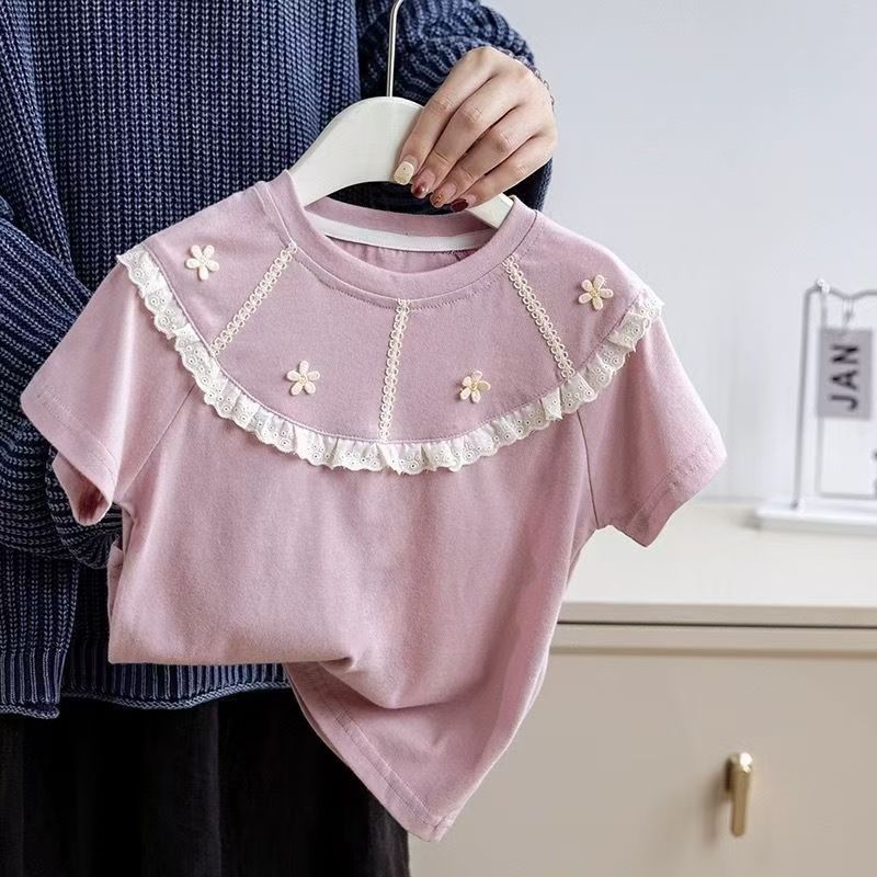 Ljeto 2025. Nova dječja ležerna majica u zapadnjačkom stilu s cvjetnim uzorkom, široka, moderna djevojačka majica kratkih rukava Raslan