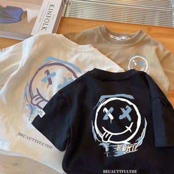 Berniukų trumpų rankovių marškinėliai, madingi firminiai viršutiniai drabužiai 2024 m., pusrankoviai vasariniai drabužiai, vaikiški marškinėliai, vyriški vasariniai kūdikių berniukų vaikiški drabužiai