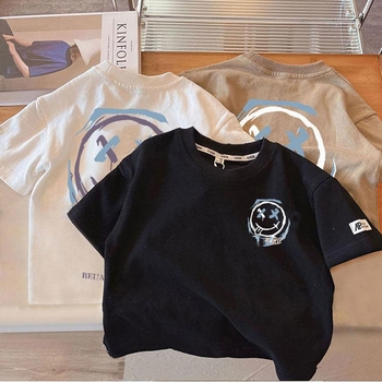 Berniukų trumpų rankovių marškinėliai, madingi firminiai viršutiniai drabužiai 2024 m., pusrankoviai vasariniai drabužiai, vaikiški marškinėliai, vyriški vasariniai kūdikių berniukų vaikiški drabužiai