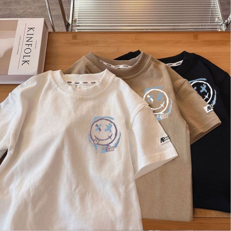 Berniukų trumpų rankovių marškinėliai, madingi firminiai viršutiniai drabužiai 2024 m., pusrankoviai vasariniai drabužiai, vaikiški marškinėliai, vyriški vasariniai kūdikių berniukų vaikiški drabužiai