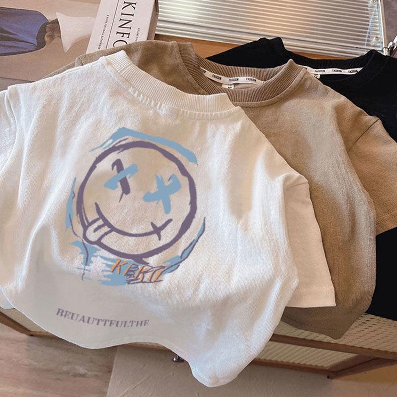 Berniukų trumpų rankovių marškinėliai, madingi firminiai viršutiniai drabužiai 2024 m., pusrankoviai vasariniai drabužiai, vaikiški marškinėliai, vyriški vasariniai kūdikių berniukų vaikiški drabužiai