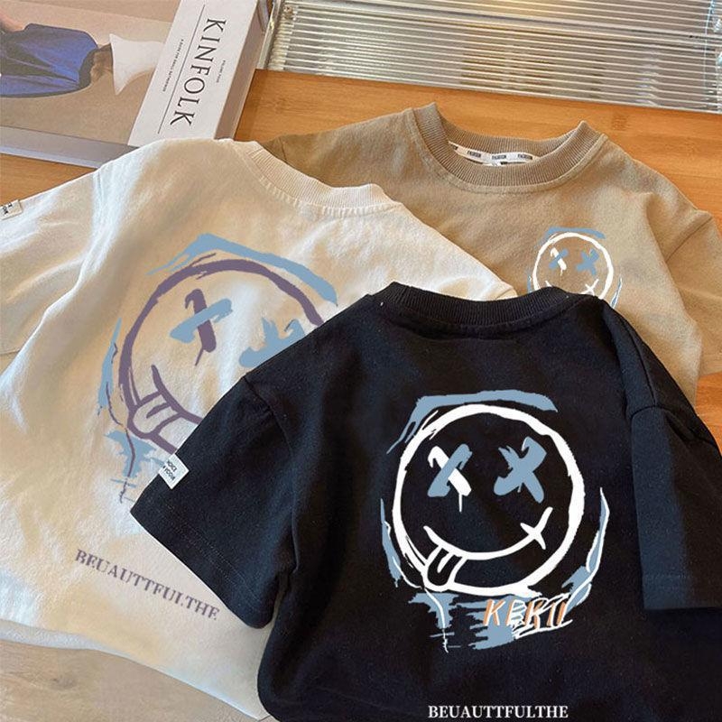 Berniukų trumpų rankovių marškinėliai, madingi firminiai viršutiniai drabužiai 2024 m., pusrankoviai vasariniai drabužiai, vaikiški marškinėliai, vyriški vasariniai kūdikių berniukų vaikiški drabužiai