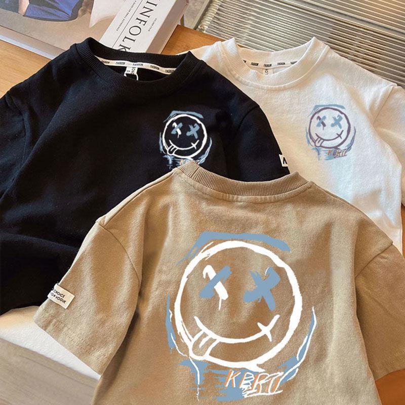 Berniukų trumpų rankovių marškinėliai, madingi firminiai viršutiniai drabužiai 2024 m., pusrankoviai vasariniai drabužiai, vaikiški marškinėliai, vyriški vasariniai kūdikių berniukų vaikiški drabužiai