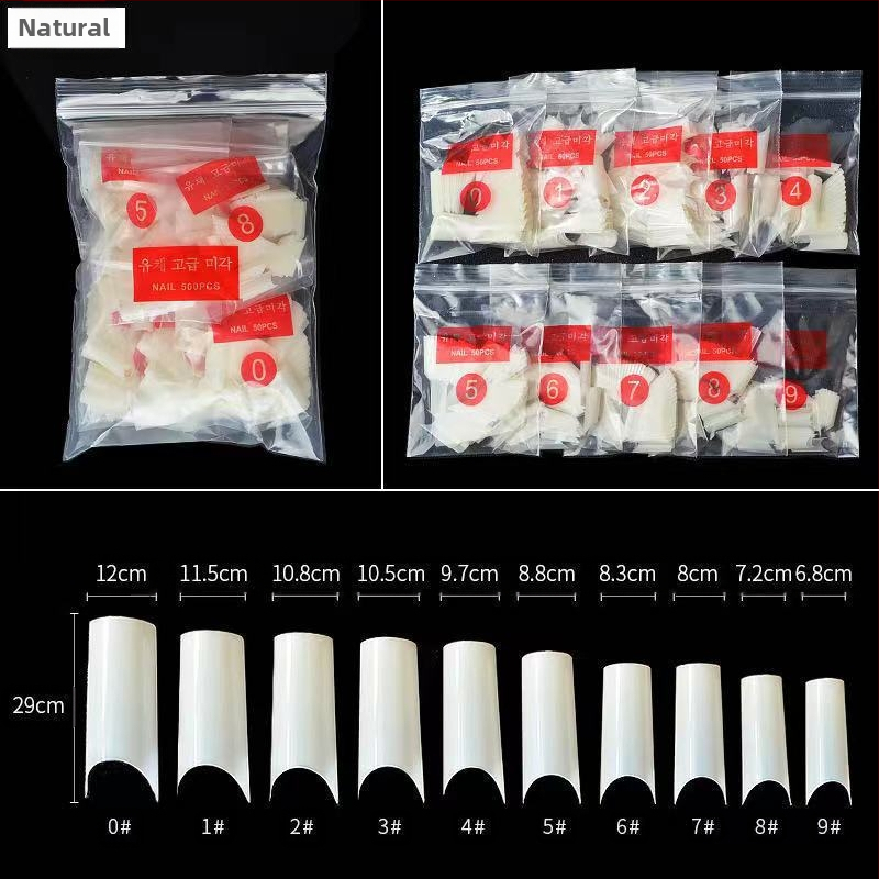 C-тип нокти нокти нокти 500 броя прозрачни изкуствени нокти извита чанта водопроводна тръба лепенка за нокти продажба Amazon