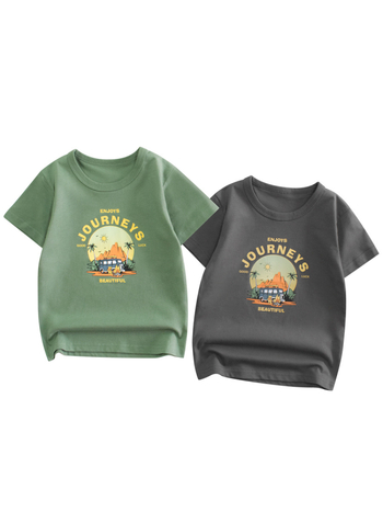 27kids детски дрехи 2025 лято нови детски тениски с къс ръкав мъжки бебешки дрехи трансгранична доставка на поколение коса