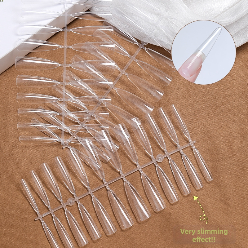 Manikúra nechtov, extra dlhé špicaté nechty, zoštíhľujúci vzhľad, ultratenké, bezšvíkové nositeľné predlžovanie nechtov, bez gravírovania a brúsenia nechtových záplat pre nechtové salóny