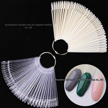 Плочка за нокти, парче за нокти, фалшиви нокти, къси, овални, 50 броя с железен пръстен, ветрилообразен, цветен инструмент за лак за нокти, цветен инструмент за карти