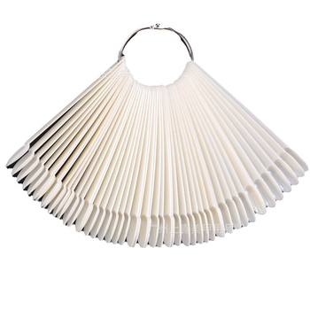 Πλάκα επίδειξης τέχνης νυχιών κομμάτι νυχιών ψεύτικο νύχι κοντό οβάλ 50 τεμάχια με σιδερένιο δακτύλιο ανεμιστήρα χρωματική κάρτα βερνίκι νυχιών εργαλείο χρωματικής κάρτας