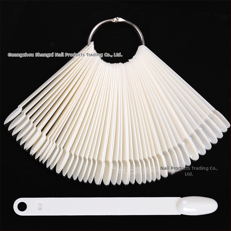 Плочка за нокти, парче за нокти, фалшиви нокти, къси, овални, 50 броя с железен пръстен, ветрилообразен, цветен инструмент за лак за нокти, цветен инструмент за карти