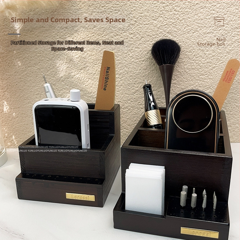 Úložný box na starožitné brúsky, brúsna hlava, štetec na lak na nechty, guma, bavlna, nástroje na zdobenie nechtov, veľká kapacita