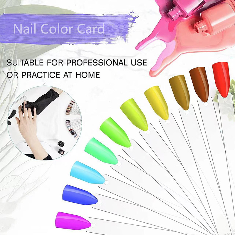 Κάρτα χρώματος πλάκας νυχιών 50 χρωμάτων σε σχήμα βεντάλιας, πρακτική απεικόνιση κάρτας χρώματος νυχιών, μοντέλο πλάκας νυχιών, βερνίκι νυχιών gel, κάρτα χρώματος, πίνακας απεικόνισης