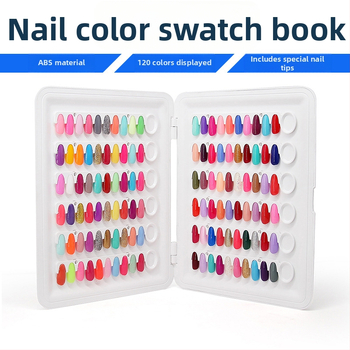 Nagų dailės spalvų kortelės knygelė, nuimama vitrina, nagų dailės spalvų kortelė, vitrina, nagų lako klijai, nagų stilius, nešiojamas