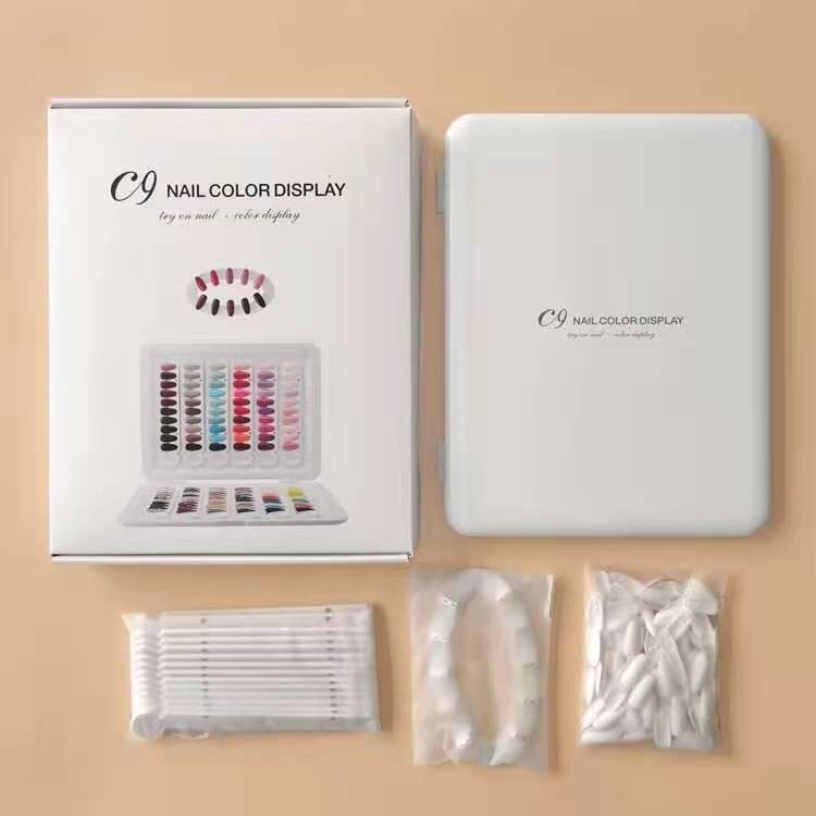 Nagų dailės spalvų kortelės knygelė, nuimama vitrina, nagų dailės spalvų kortelė, vitrina, nagų lako klijai, nagų stilius, nešiojamas